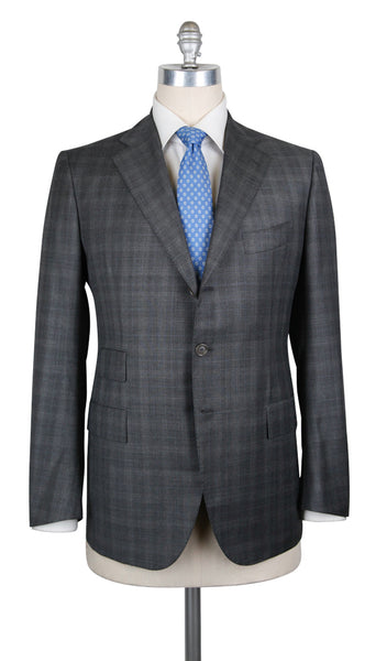 $6925 Cesare Attolini Gray Wool Window Pane Suit - (CA829269) - Parent