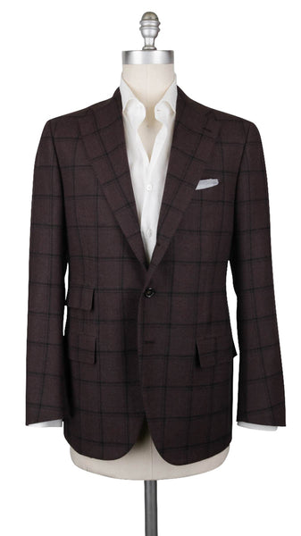 Cesare Attolini Dark Brown Wool Window Pane Sportcoat - (204) - Parent