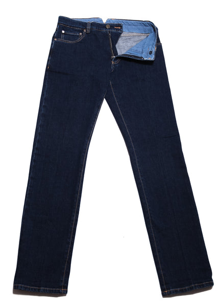 $925 Cesare Attolini Blue Solid Jeans - Slim - (JC710248) - Parent