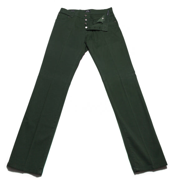 Cesare Attolini Green Solid Cotton Pants - Slim - (1041) - Parent