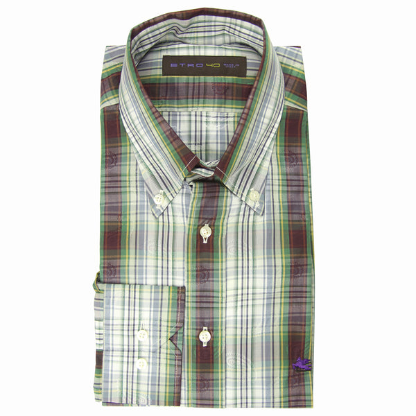 Etro Green Plaid Cotton Shirt - Slim - (HP) - Parent
