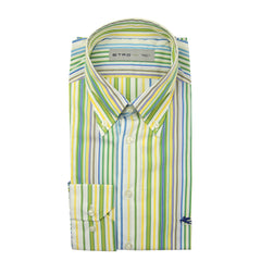 Etro Green Striped Cotton Shirt - Extra Slim - 15/38 - (LZ)