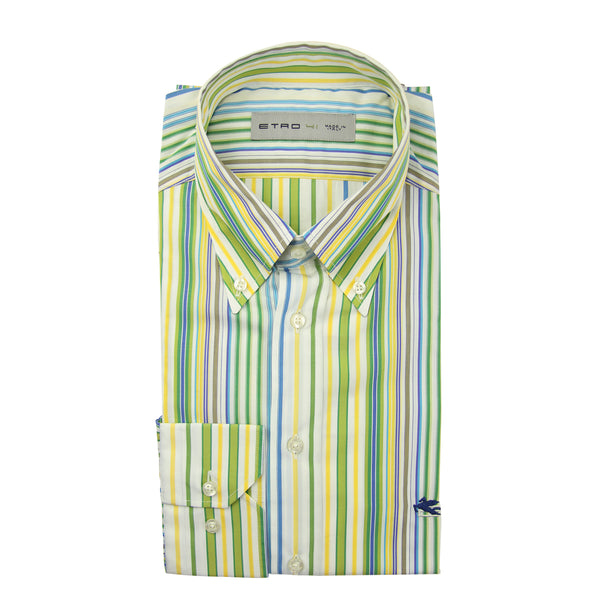 Etro Green Striped Cotton Shirt - Extra Slim - (LZ) - Parent