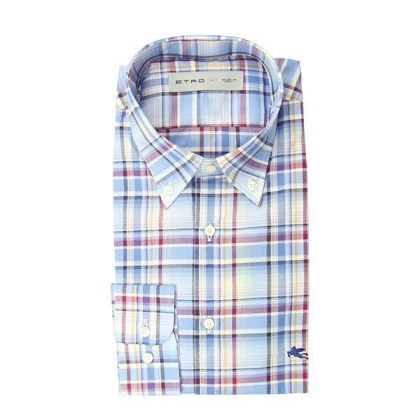 Etro Light Blue Plaid Cotton Shirt - Extra Slim - (GR) - Parent