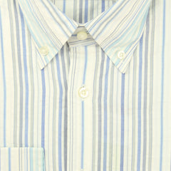 Etro Blue Striped Cotton Seersucker Shirt - Extra Slim - 16/41 - (L2)