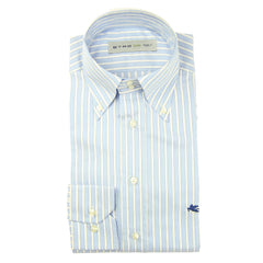 Etro Light Blue Striped Cotton Shirt - Slim - (G9) - Parent
