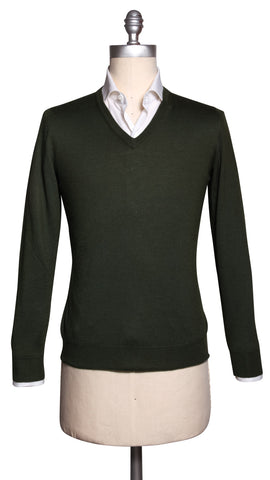 Fiori Di Lusso Olive Green V-Neck Sweater