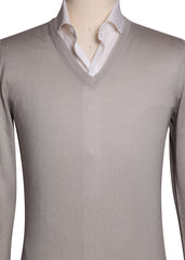 Fiori Di Lusso Light Gray Cashmere Blend V-Neck Sweater - (1815) - Parent
