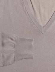 Fiori Di Lusso Light Gray Cashmere Blend V-Neck Sweater - (1815) - Parent