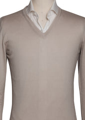 Fiori Di Lusso Light Brown Cashmere Blend V-Neck Sweater - (1821) - Parent