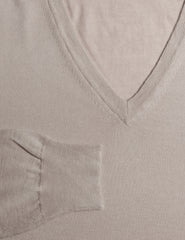 Fiori Di Lusso Light Brown Cashmere Blend V-Neck Sweater - (1821) - Parent