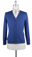Fiori Di Lusso Blue Cashmere Blend V-Neck Cardigan - M/50 - (719)