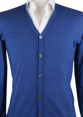 Fiori Di Lusso Blue Cashmere Blend V-Neck Cardigan - (719) - Parent