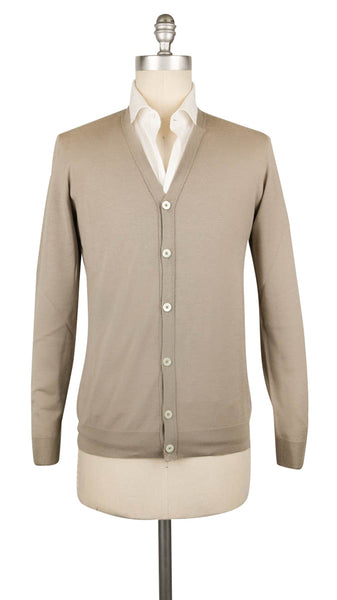 Fiori Di Lusso  Light Brown Cashmere  V-Neck Cardigan - (736) - Parent
