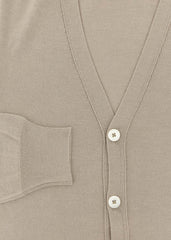 Fiori Di Lusso  Light Brown Cashmere  V-Neck Cardigan - (736) - Parent