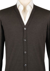 Fiori Di Lusso Dark Brown Cashmere Blend V-Neck Cardigan - (734) - Parent