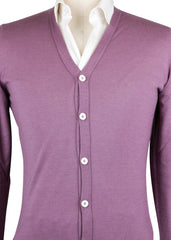Fiori Di Lusso Purple Cashmere Blend V-Neck Cardigan - (725) - Parent