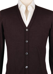 Fiori Di Lusso Dark Brown Cashmere Blend V-Neck Cardigan - (735) - Parent