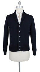 Fiori Di Lusso Navy Blue Wool Shawl Sweater - (778)
