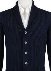 Fiori Di Lusso Navy Blue Wool Shawl Sweater - (778) - Parent