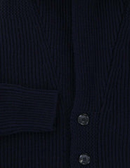 Fiori Di Lusso Navy Blue Wool Shawl Sweater - (778) - Parent