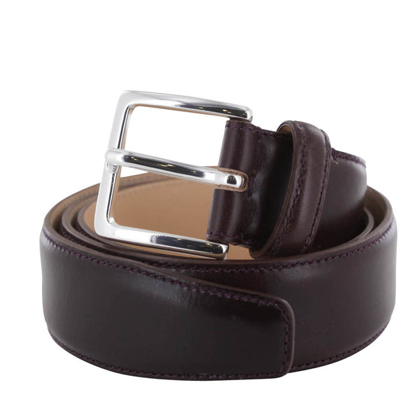 Fiori Di Lusso Burgundy Red Bridle Calf Leather Belt - (134) - Parent