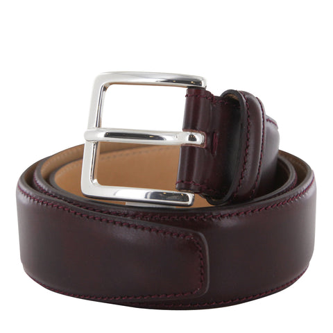 Fiori Di Lusso Burgundy Red Leather Belt