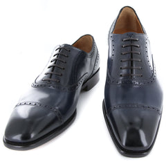 Fiori Di Lusso Blue Shoes - Wingtip Lace Ups - 6/5 - (BSNBLU)