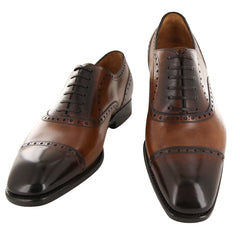 Fiori Di Lusso Caramel Shoes - Wingtip Lace Ups - 6/5 - (BSNCRB)