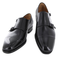 Fiori Di Lusso Black Leather Double Monk Strap Shoes - (659) - Parent