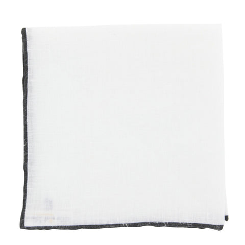 Fiori Di Lusso White Linen Pocket Square