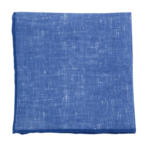 Fiori Di Lusso Blue Linen Pocket Square