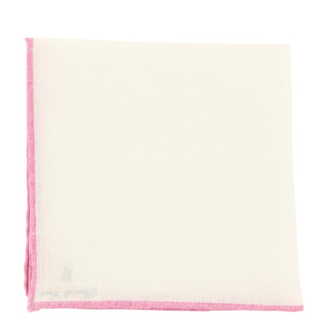 Fiori Di Lusso White Linen Pocket Square