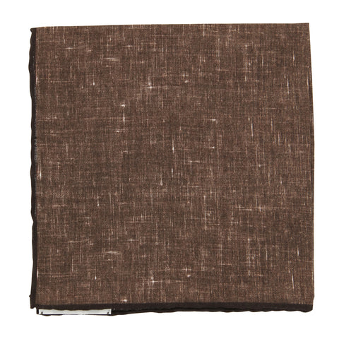 Fiori Di Lusso Brown Linen Pocket Square