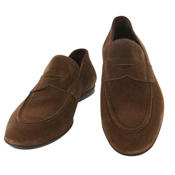 Fiori Di Lusso Caramel Brown Suede Penny Loafers - (6H) - Parent