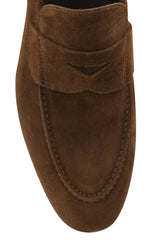 Fiori Di Lusso Caramel Brown Suede Penny Loafers - (6H) - Parent