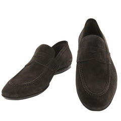 Fiori Di Lusso Dark Brown Suede Penny Loafers - 9 D/8 F - (6K)