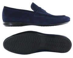 Fiori Di Lusso Navy Blue Suede Penny Loafers - (6L) - Parent