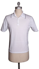 Fiori Di Lusso White Cotton Polo - Medium/50 (1710)