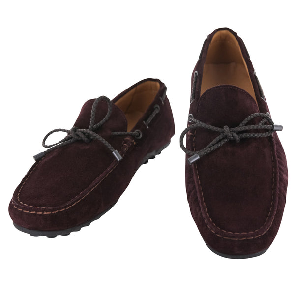 Fiori Di Lusso Burgundy Red Suede Lace Driving Shoes - (6A) - Parent