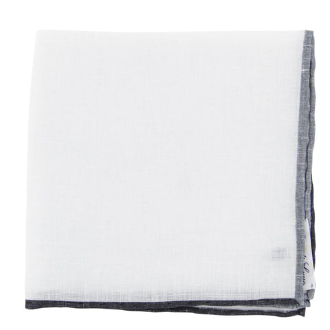 Fiori Di Lusso White Linen Blend Pocket Square
