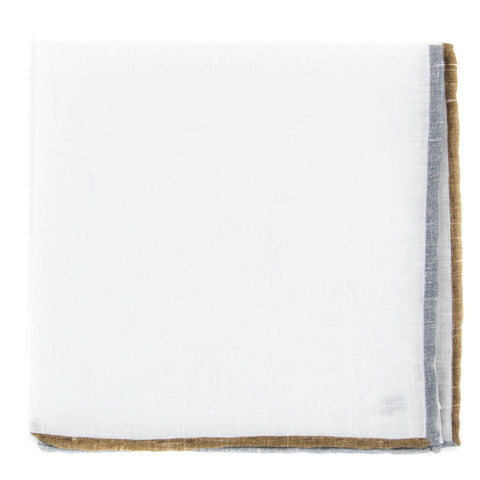 Fiori Di Lusso White Linen Blend Pocket Square