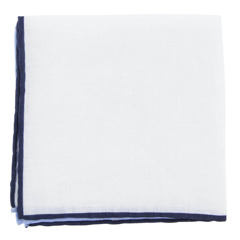 Fiori Di Lusso White Linen Pocket Square