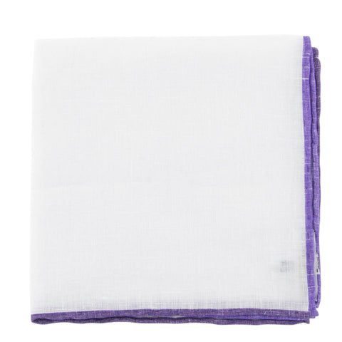 Fiori Di Lusso White Linen Blend Pocket Square