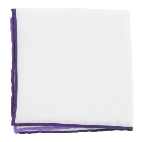 Fiori Di Lusso White Linen Pocket Square