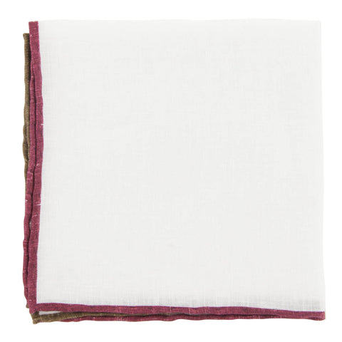 Fiori Di Lusso White Linen Pocket Square