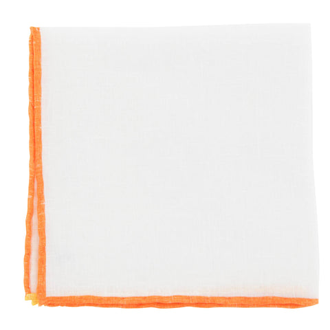 Fiori Di Lusso White Linen Pocket Square