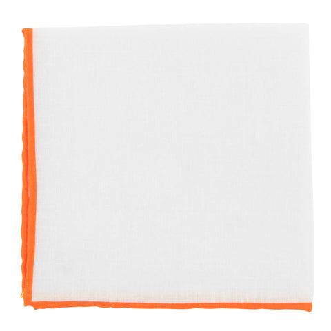 Fiori Di Lusso White Linen Pocket Square