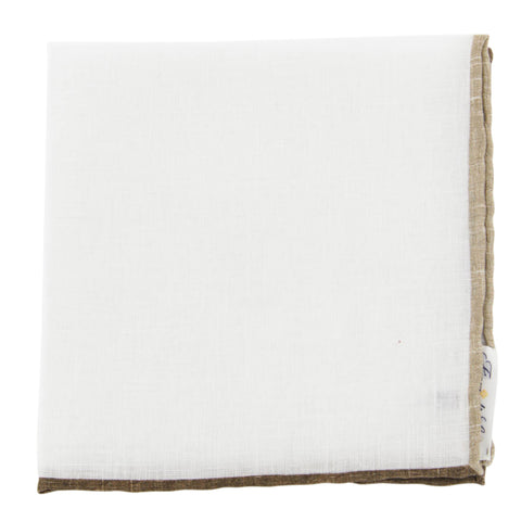 Fiori Di Lusso White Linen Blend Pocket Square