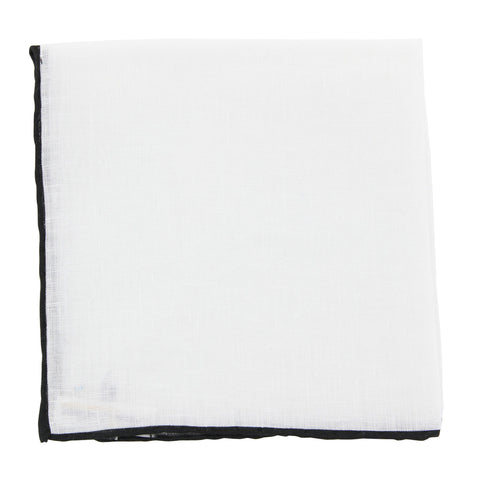 Fiori Di Lusso White Linen Pocket Square